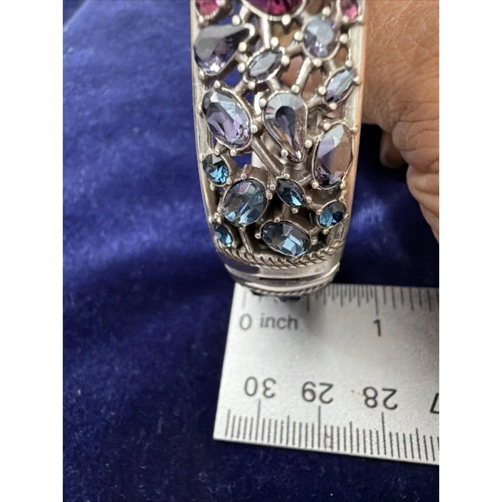 Brighton One Love Large Multi Color Crystal  bracelet Silver Tone .